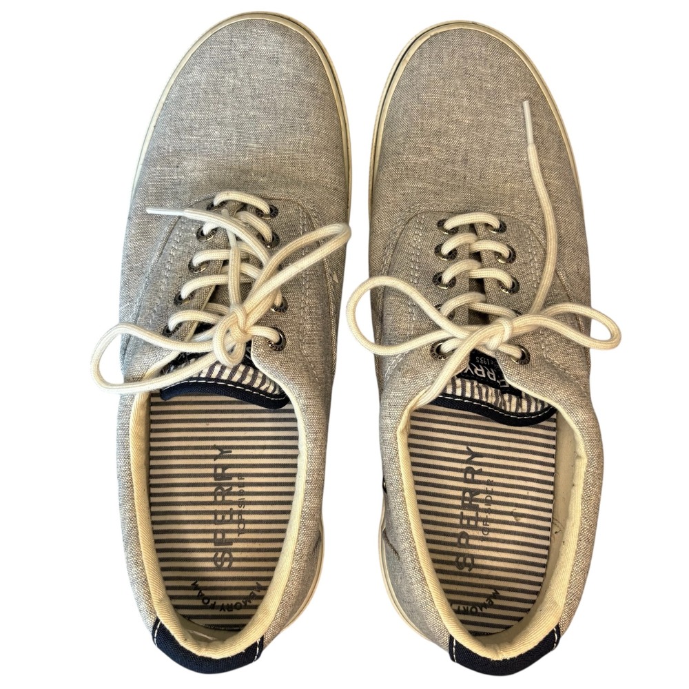 Sperry Hayward Top-Sider Mens Casual Sneakers Lace Up blue Canvas Boat Shoes 10
